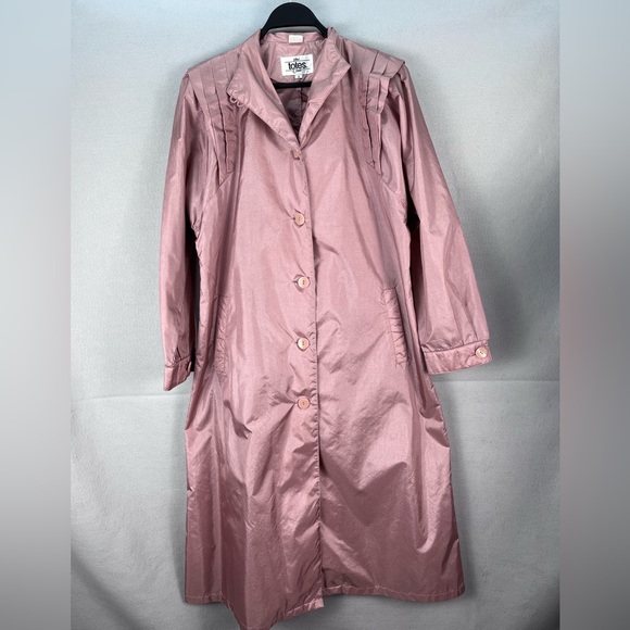 NEW Vintage 1980s The Totes Coat Mauve Trench Coat Womens Size 8 - Picture 8 of 8